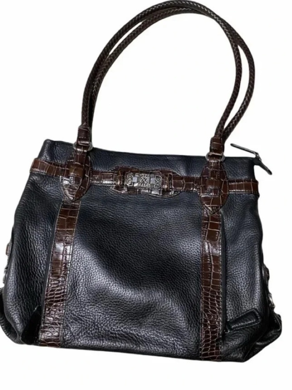 Brighton Heloise Black Pebbled Leather Tote